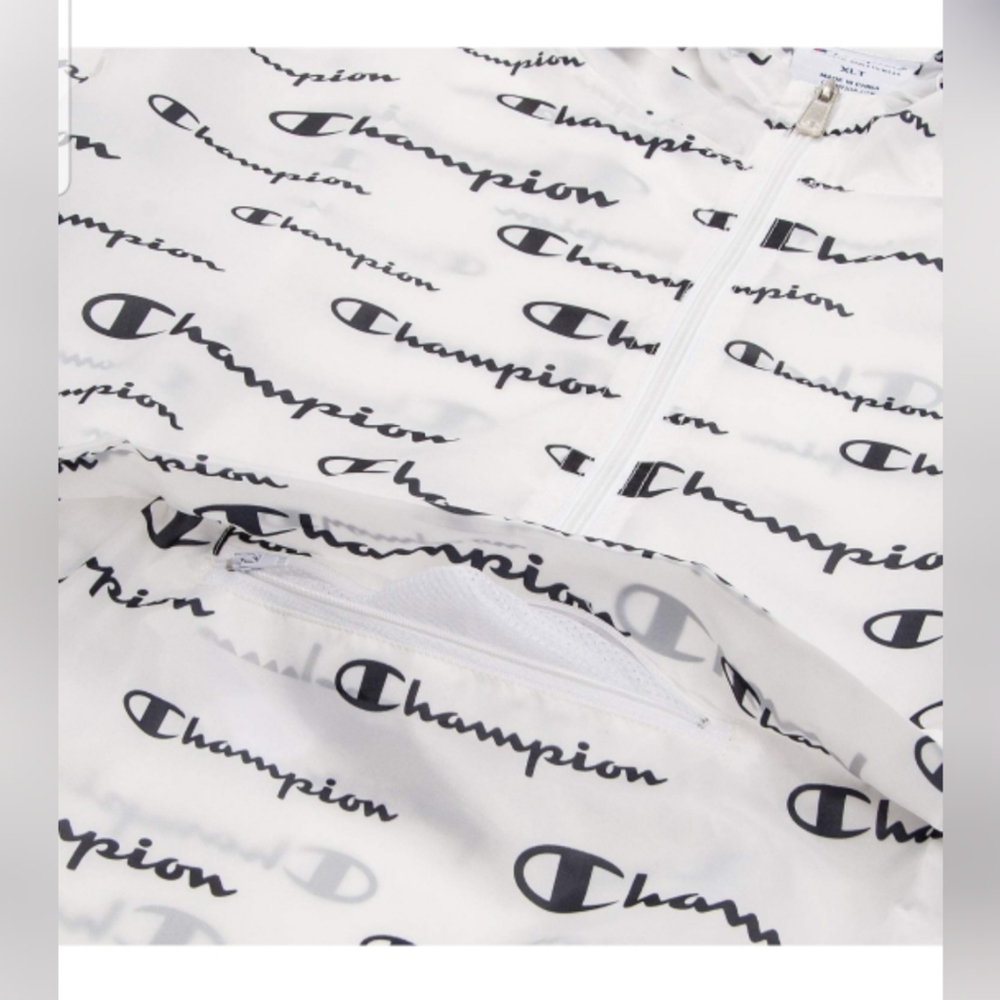 Men's Champion All Over Logo Anorak Windbreaker Jacket Hoodie - Picture 4 of 15
